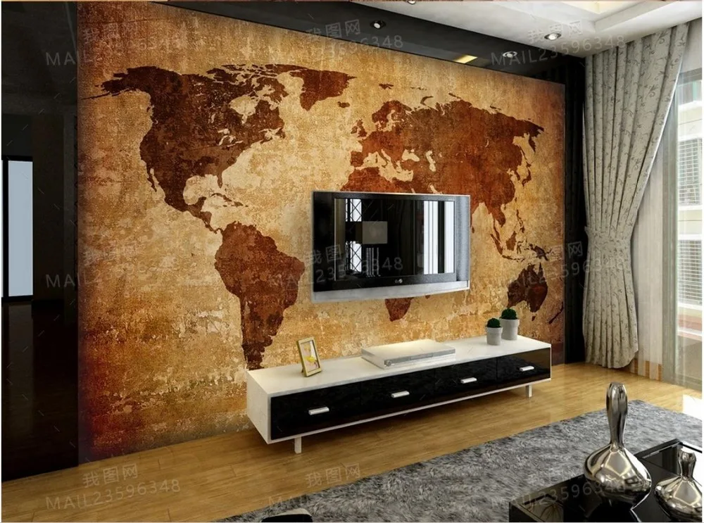 3d фотообои на заказ настенные фрески HD винтажная карта мира фоновая роспись