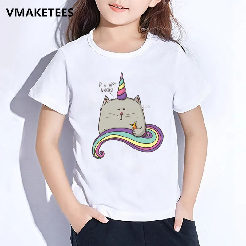 

Kids Summer Short Sleeve Girls & Boys T shirt Children Harajuku Cat Unicorn Cartoon Printed T-shirt Funny Baby Clothes,ooo5075