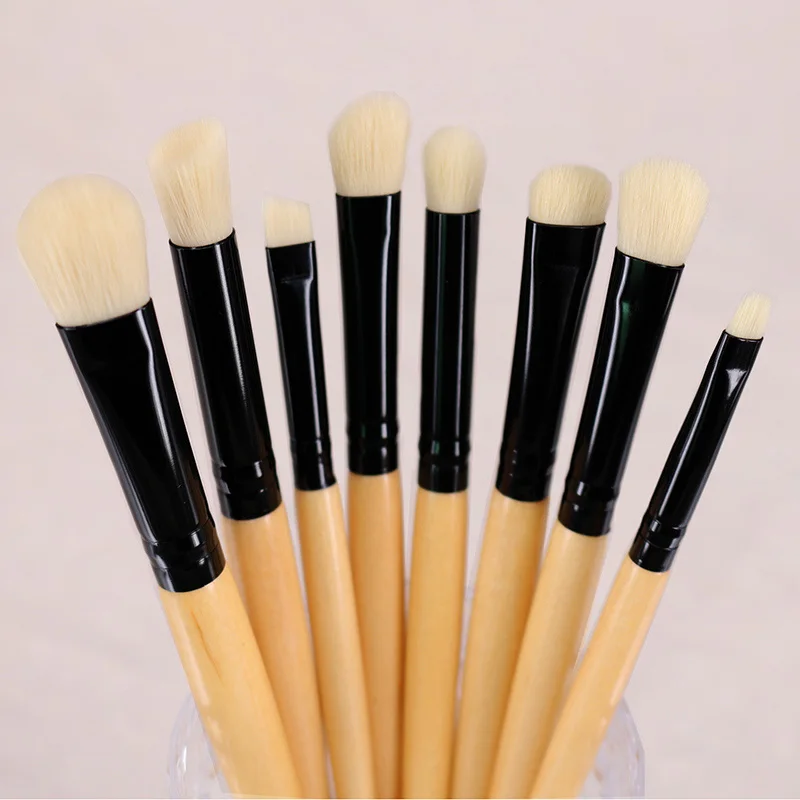 8pcs Synthetic Hair Профессиональный набор кистей для макияжа, прецизионные Тени Карандаш для глаз карандаш для бровей, растушевка, контур, косметика для глаз, косметические инструменты, набор - Handle Color: 8pcs Synthetic Hair