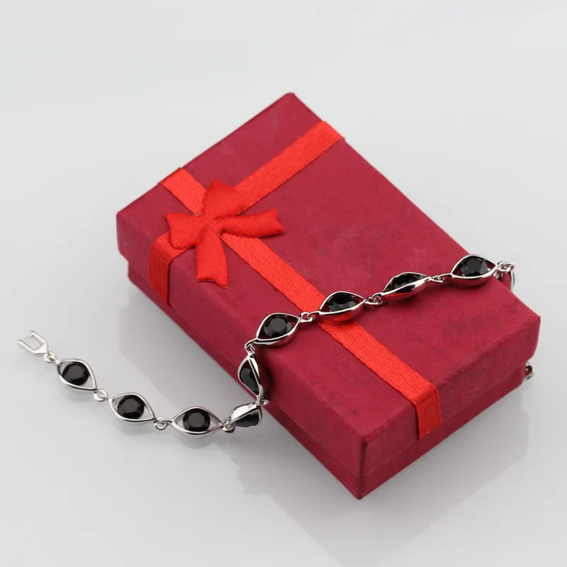 Серебряный Простой Черный циркониевый браслет модные ювелирные изделия для