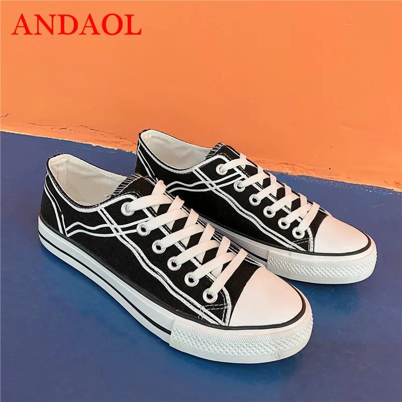 

ANDAOL Men's Casual Shoes New Arrivals Solid Breathable Light Tenis Feminino Sneakers New Luxury Lace-Up Campus Canvas Trainers