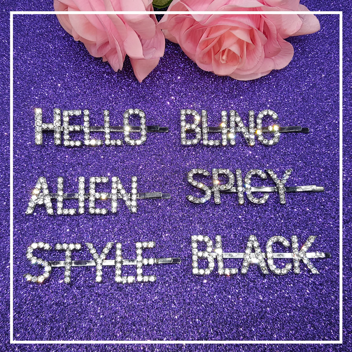 Самые популярные заколки для волос с надписью на английском языке блестящими