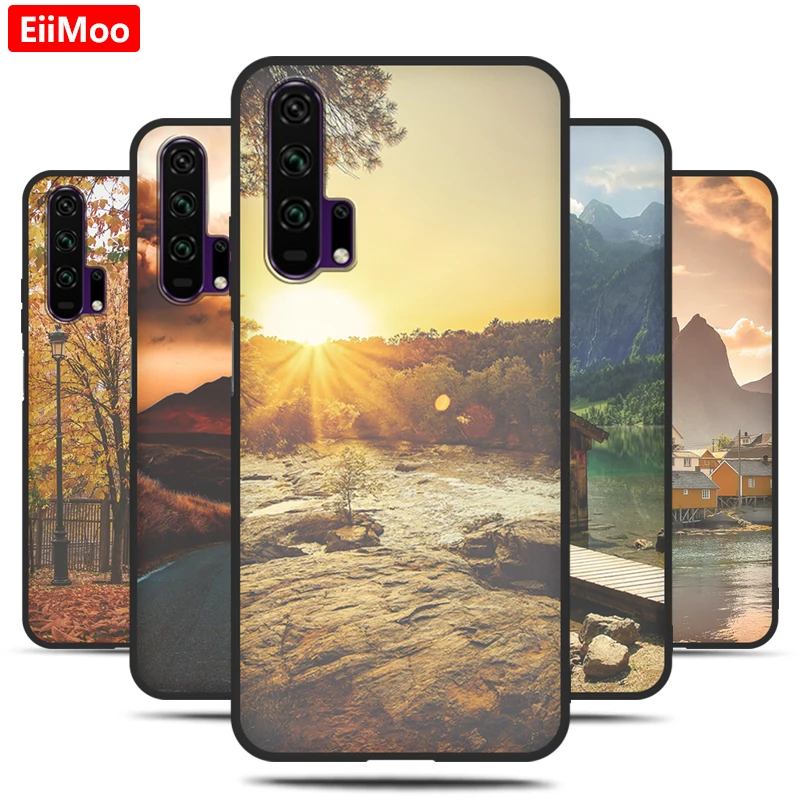 Чехол EiiMoo для телефона Huawei Honor 20 Pro чехол с 3D принтом мягкий черный силиконовый из