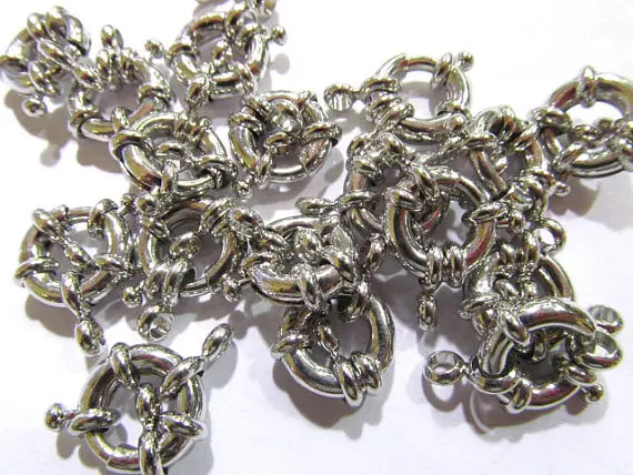 

wholesale 100pcs 8 10 12 16 20mm nautical spring ring brass clasp silver gold antique black mixed jewelry finding