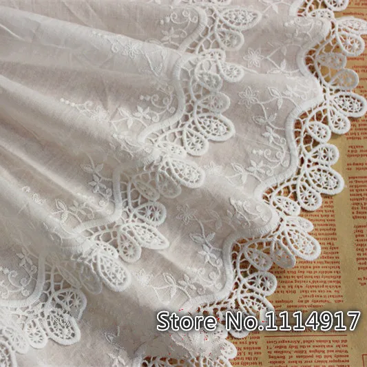 Супер широкий натуральный белый Cotton100% ткань три слоя вышитые кружевной отделкой DIY аксессуары кружевной ткани ширина 36/Гавайская гитара 23 см 3 м/лот - Цвет: 2layer 23cm width