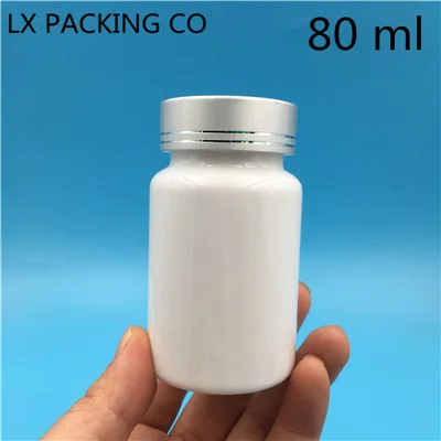 80 ml Silver lid 30 шт. 100 мл белая пластиковая пустая бутылка порошок таблетки конфеты соль для ванной с уплотнительной пастой пустой контейнер - Цвет: 80 ml Silver lid