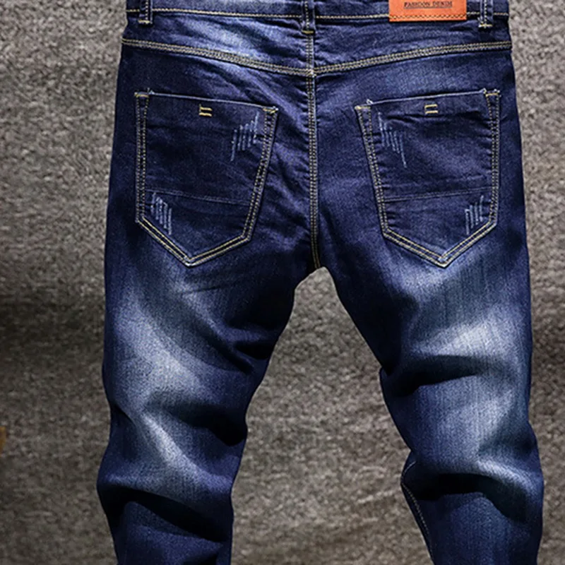 NIBESSER Hip Hop Vintage Trouser Skinny Pant Stretch Denim Pants Solid Slim Fit Jeans Men Casual Biker Male Street | Мужская одежда