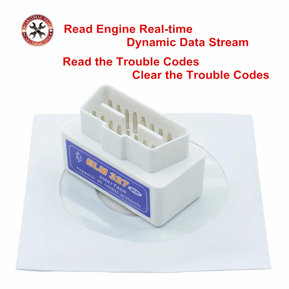 2019 Новый V2.1 Супер Белый Мини ELM 327 Bluetooth OBD2 / OBDII ELM327 Авто сканер штрих кода в