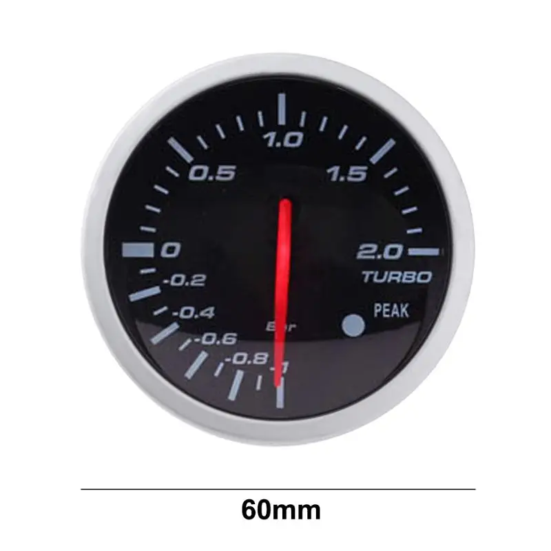 60 мм/2," универсальный для гоночной машины Turbo Boost Gauge белый красный Измеритель света с датчиком авто аксессуары