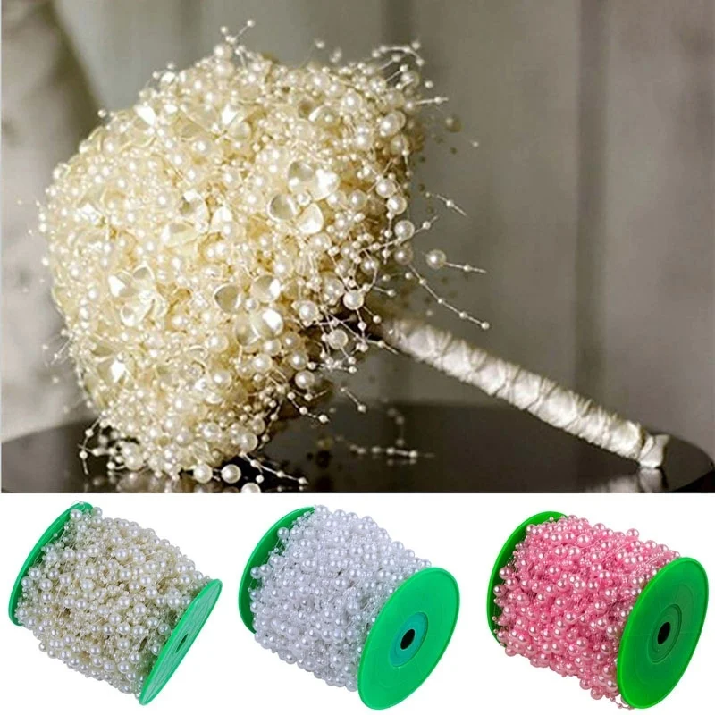 5 метров леска Искусственные цветы цепочка с жемчужными бусинами гирлянда Цветы