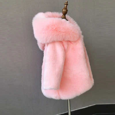 pink От 2 до 10 лет, зимние детские пальто с капюшоном и искусственным мехом, Куртка теплое пальто с мехом и длинными рукавами на Рождество и день рождения для девочек, парка для подростков, детская одежда - Цвет: pink