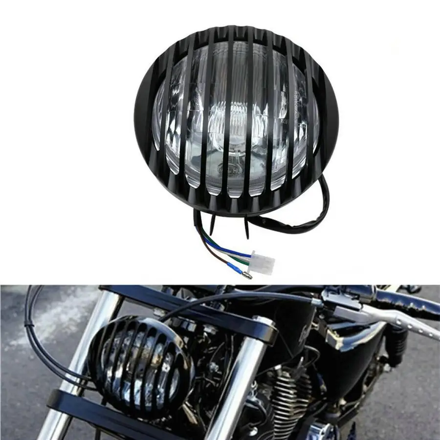 Кафе Racer светильник хром/черный мотоциклетный головной свет лампа Высокий/низкий