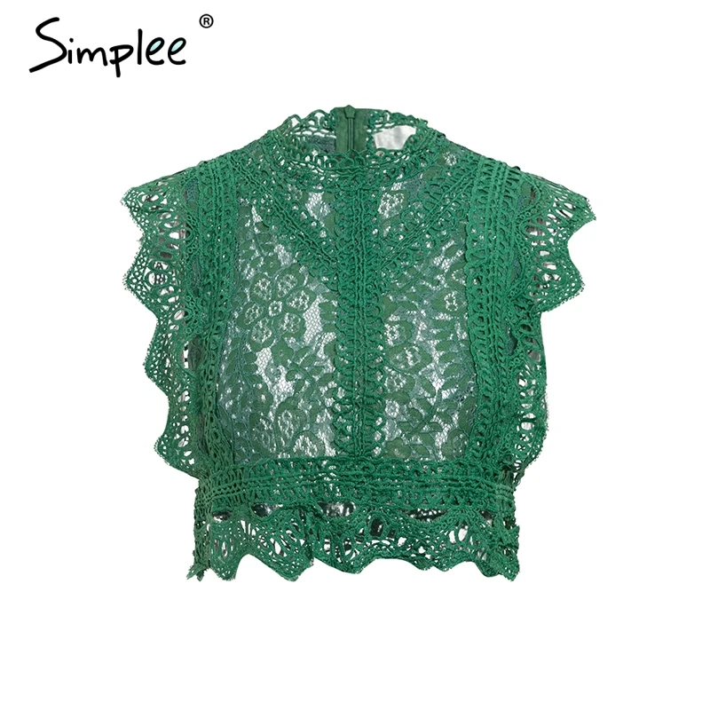 Женская полая майка Simplee элегантная кружевная сетчатая камисоль с вышивкой