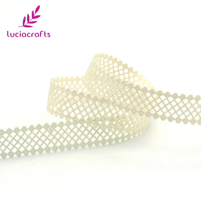 Lucia crafts 2,2 см многоцветные сетки Лента кружевная отделка DIY шитье скрапбукинг ручной работы материал украшения 2y/лот P0602 - Цвет: Beige