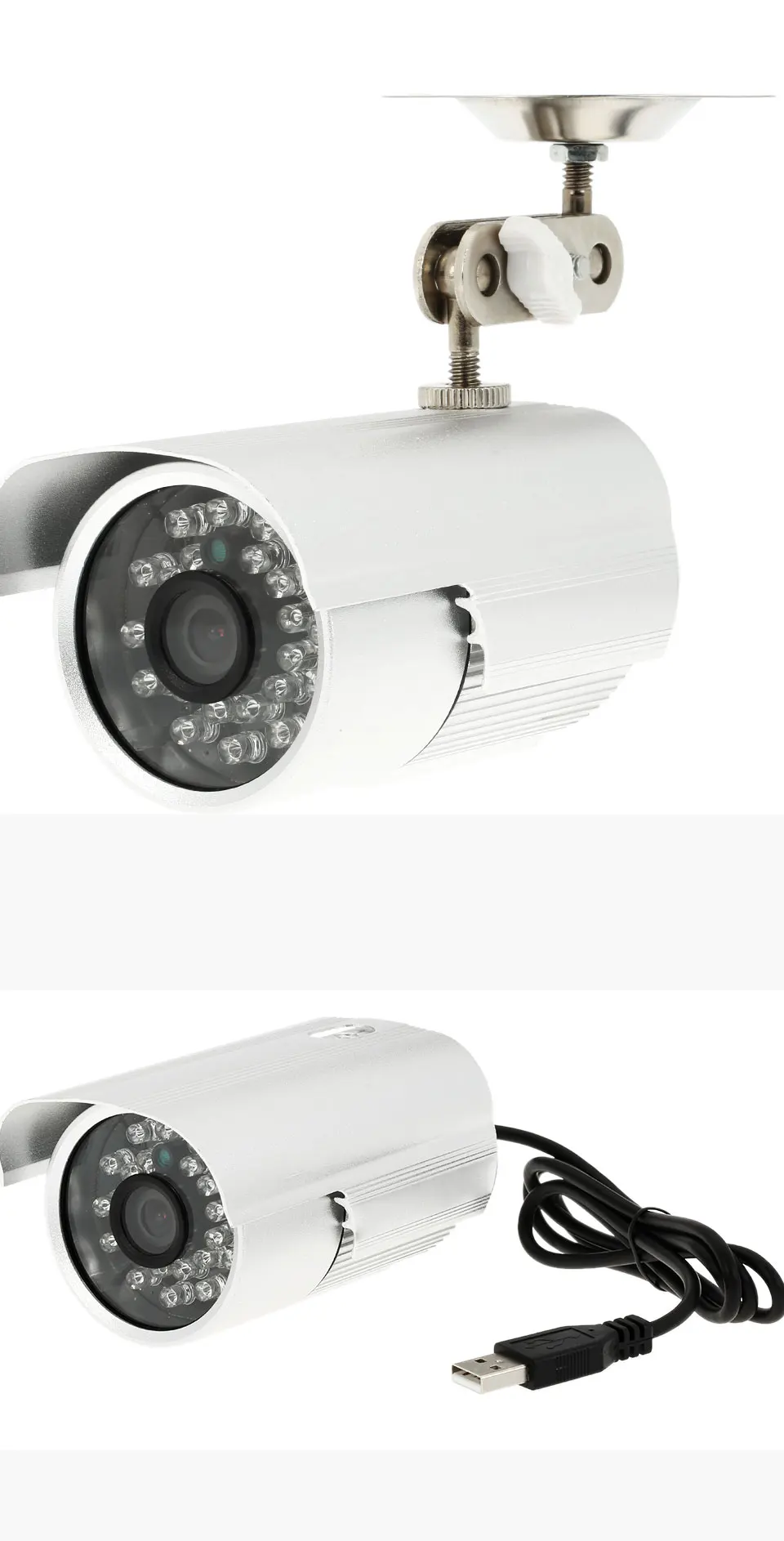Видеонаблюдения Пуля Открытый Водонепроницаемый DVR USB Камера 600TVL ИК ночного видения безопасности Micro SD/TF Регистраторы Камера+ Камера кронштейн