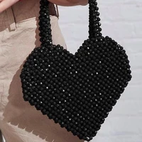 2019 new heart shaped beaded wrapped hand held beads handmade ins pack niche design personality loving love bead bag