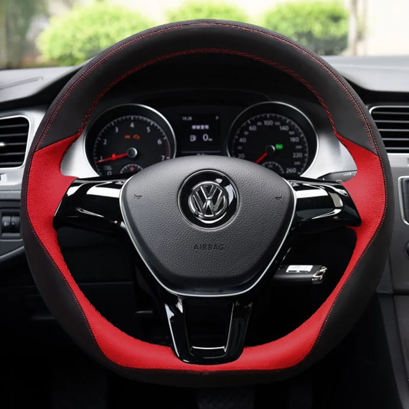 Чехол на руль автомобиля из натуральной кожи для Volkswagen vw passat b5 b6 b7 polo 4 5 6 7 golf tiguan jetta touareg аксессуары