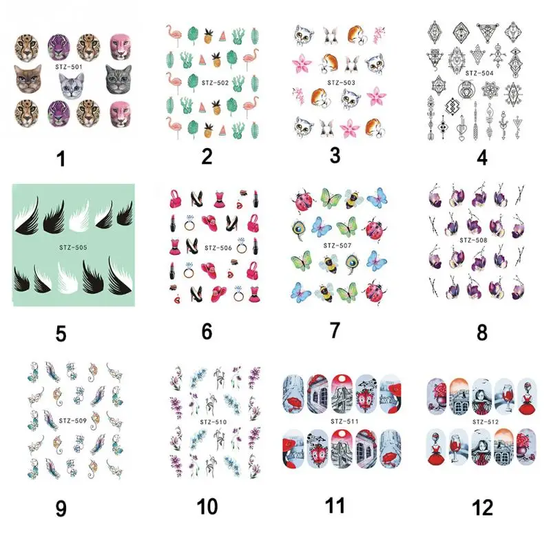 Наклейки для ногтей с котом наклейки цветами цвета лаванды фиолетового цветов |