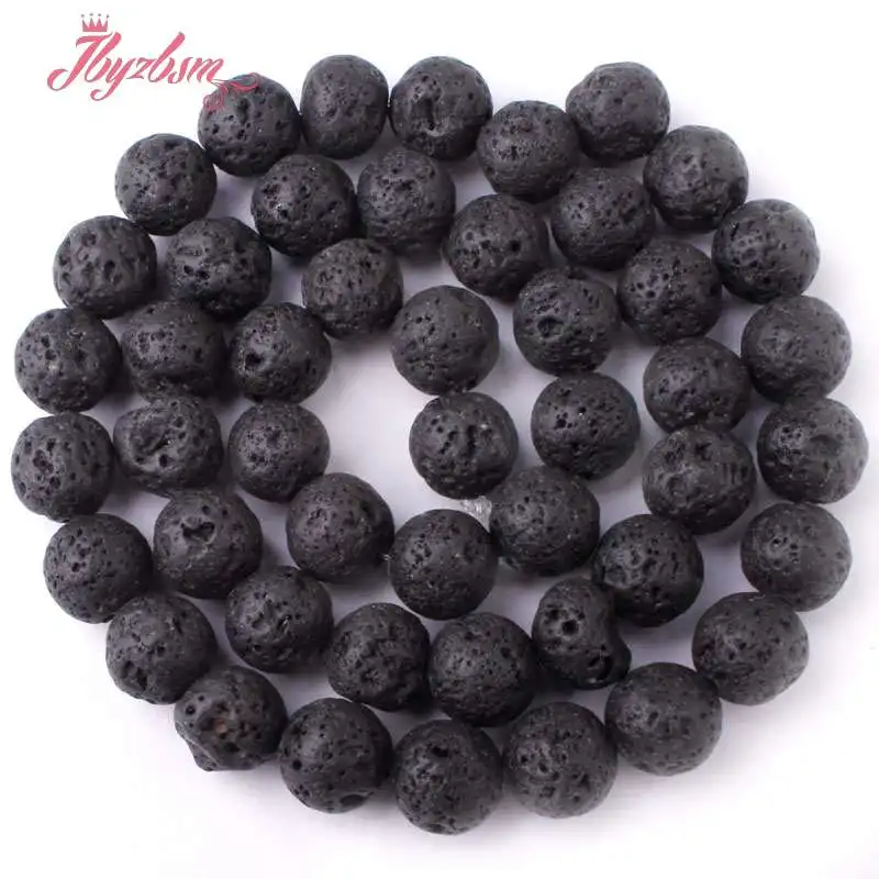 

8mm Round Shape Black Lava Rock Beads Natural Stoone For Strand 15" DIY Necklace Bracklace Jewelry Making Free Shipping