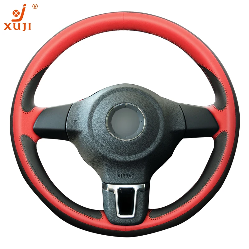 XUJI Top Layer Leather/ First Cattle Hide 5D Flash Steering Wheel Cover for VW-GOLF6 Custom made hub Special car | Автомобили и