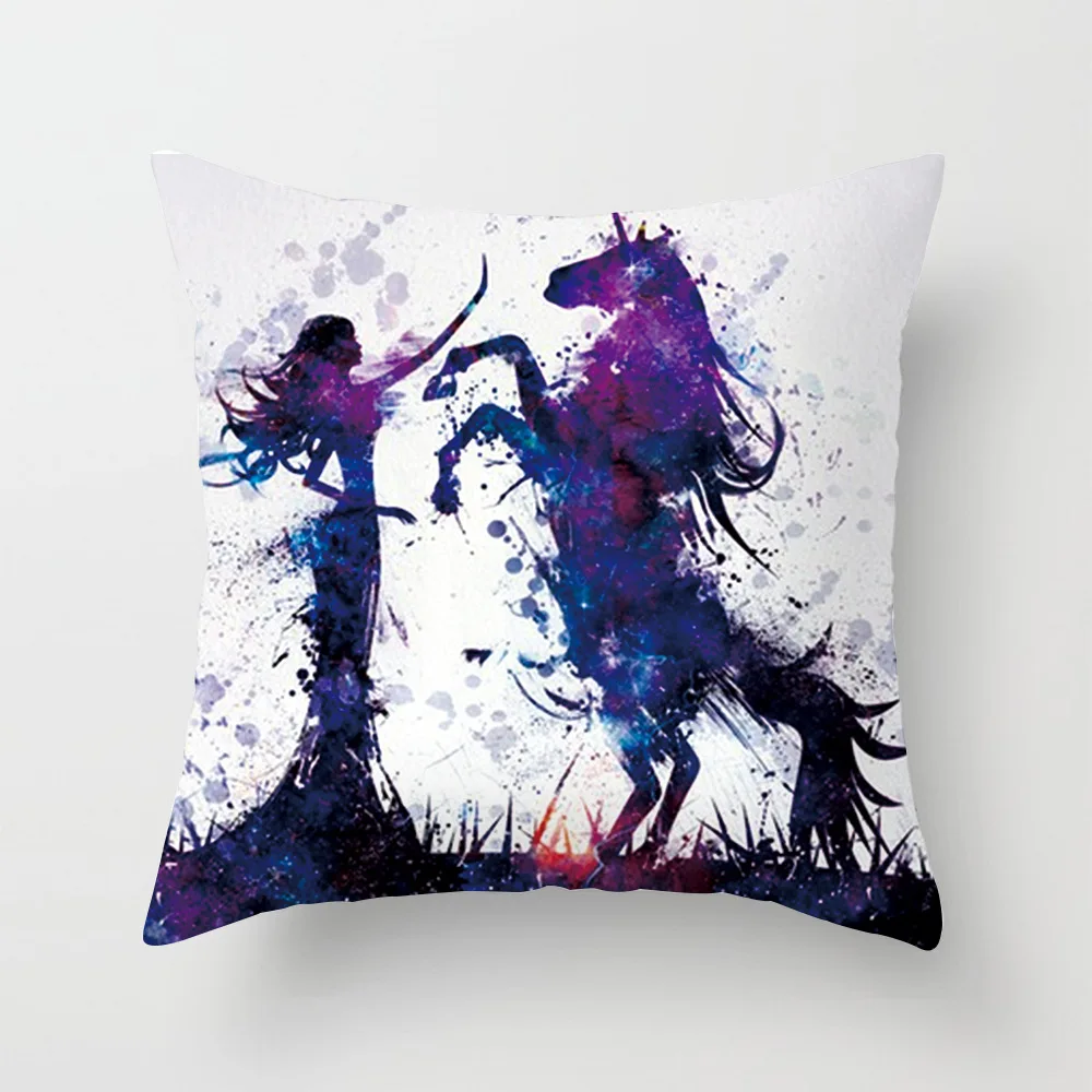 Colorful Unicorn Printing Cushion Cover Short Plush Pillow Decorative Case Sofa Seat Car Soft Pillowcase | Дом и сад