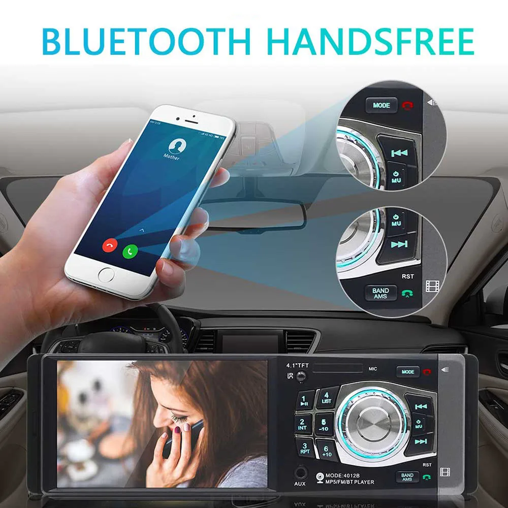 Авторадио MP5 Стерео FM AUX музыкальное радио Bluetooth Handsfree Call Car Audio 1 Din USB SD Авто