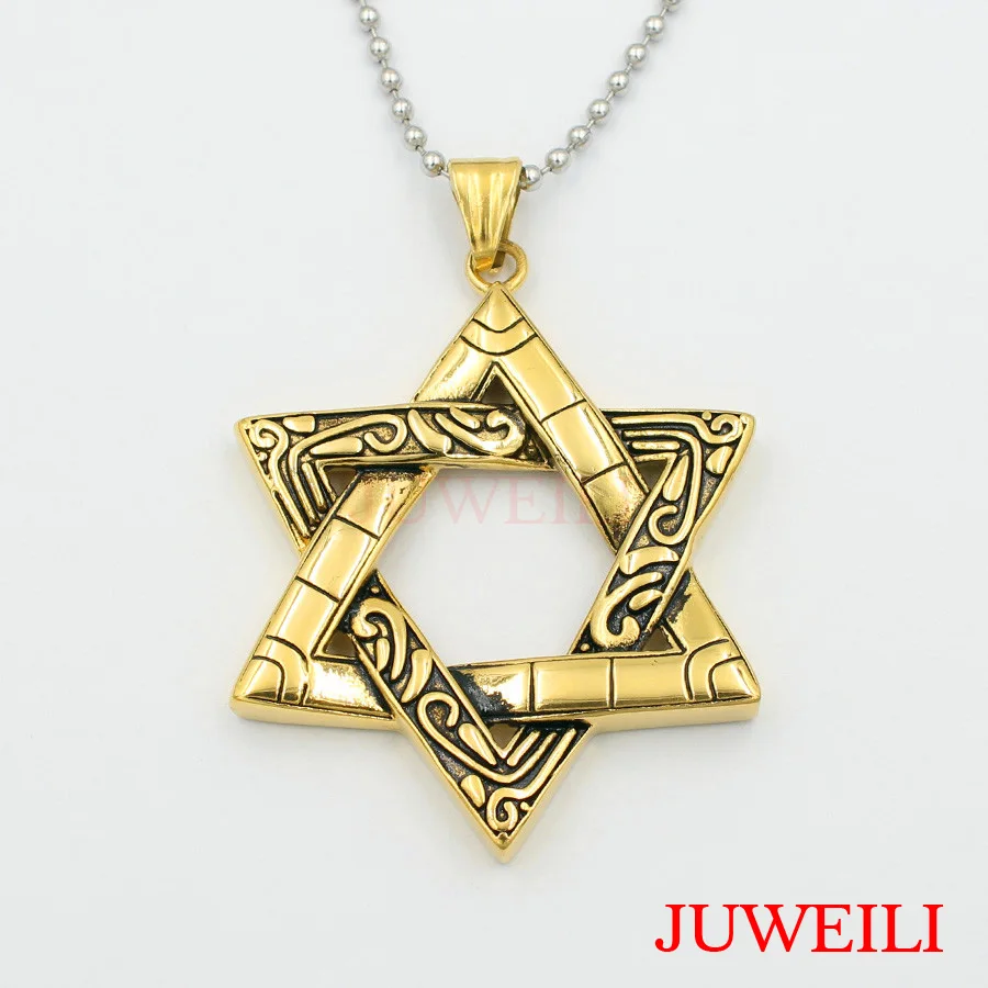 Juweili Jewelry 1x Размеры 52x45 мм гексаграмма Звезда Давида Нержавеющая сталь кулон
