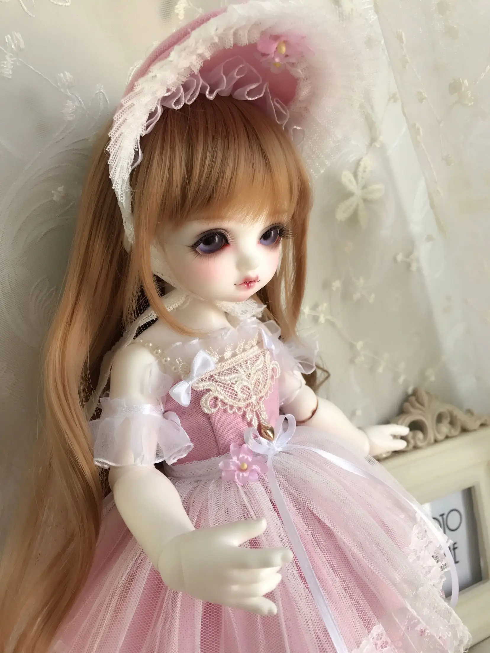 Одежда для кукол 1/6 1/4 платье для куклы платье костюм для 1/6 1/4 BJD аксессуары для кукол sd 3 цвета платье+ BB шляпа+ вуаль кружевная юбка