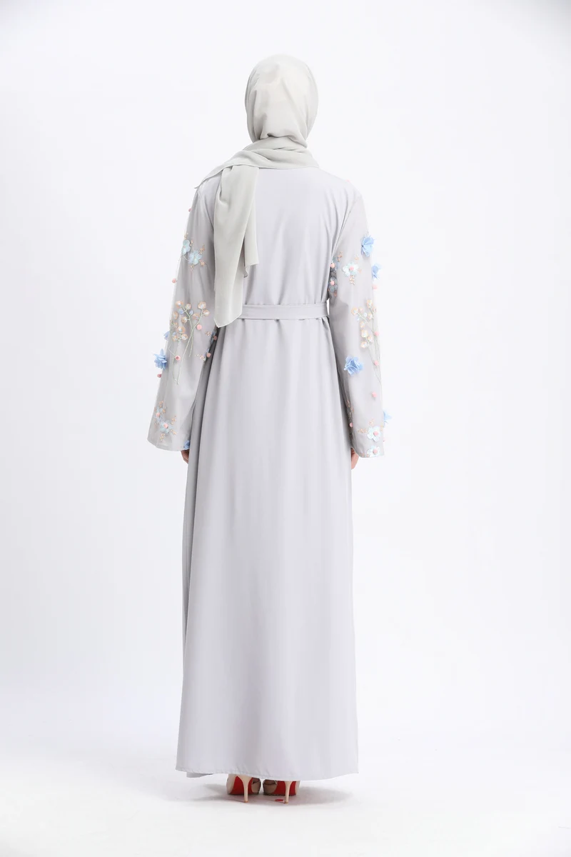 Мусульманская вышивка abaya 3D Цветочный Макси платье кардиган длинные халаты Туника кимоно Рамадан Турция Исламская одежда поклонение службы