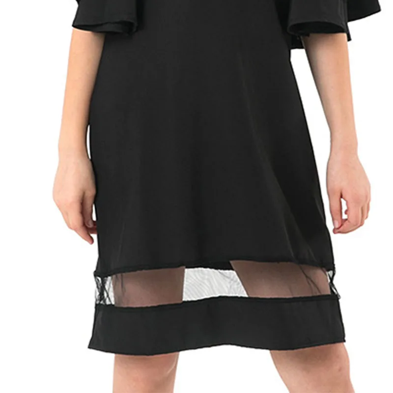 Girls Black Elegant Dress Kids Clothing 2019 Spring Teen Fashion Sleeve Chiffon A Line Casual Dresses for 8 10 12 Years Teenager | Детская