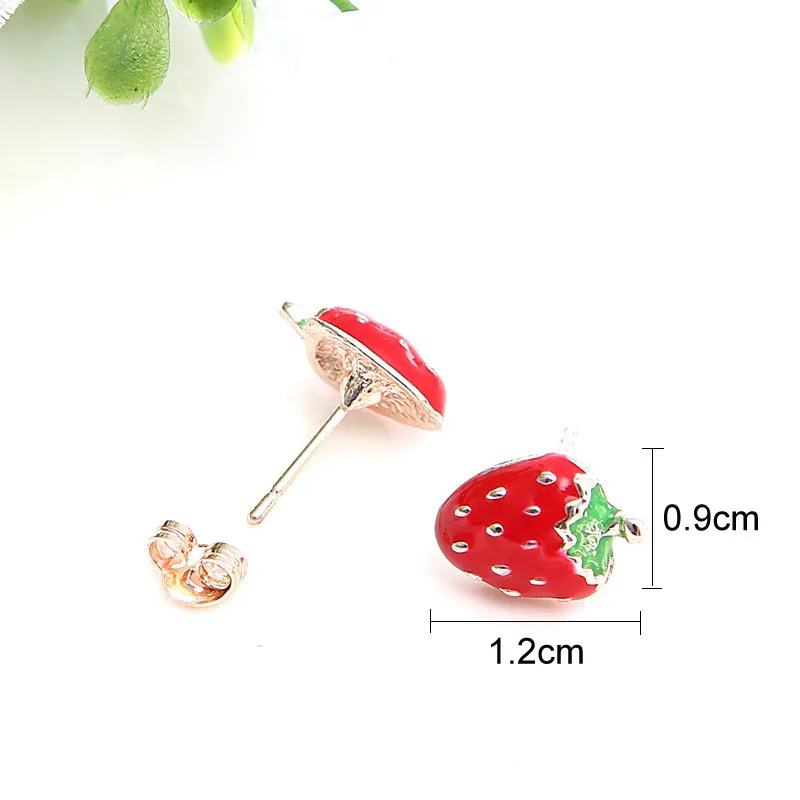 ISINYEE модные милые эмалевые серьги-гвоздики с Красной клубникой для женщин и