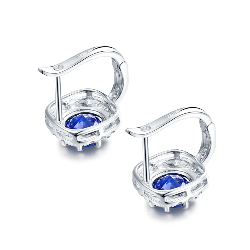 Женские серьги гвоздики с сапфиром LOVERJEWELRY 14 карат белое золото настоящий синий