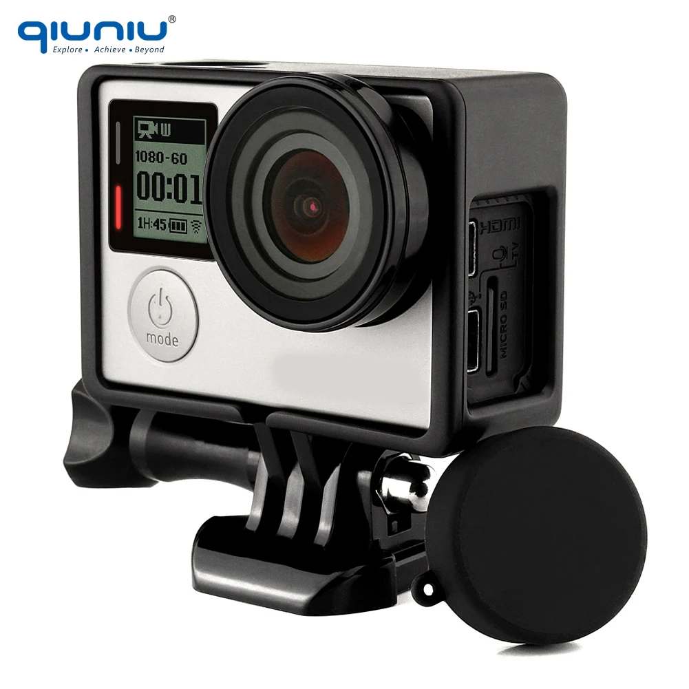 Стандартная защитная рамка QIUNIU для Gopro + УФ объектив крышка объектива камеры