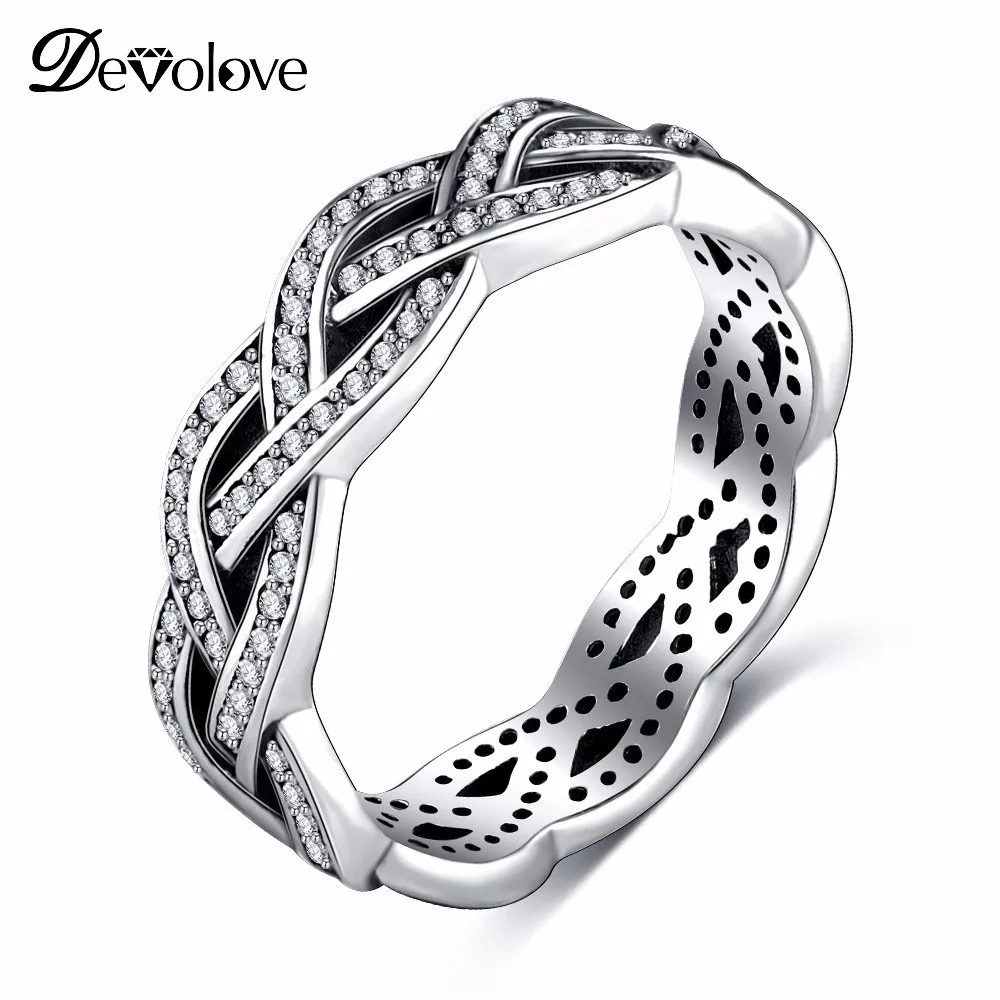 DEVOLOVE Новая мода палец для Для женщин Серебряный Цвет со сверкающими AAA