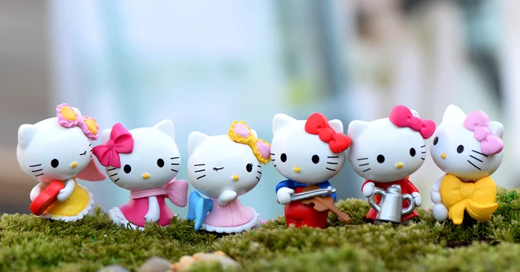 (6 шт./лот) миниатюрные фигурки KT cat игрушки Милая модель детские 3 см ПВХ японское