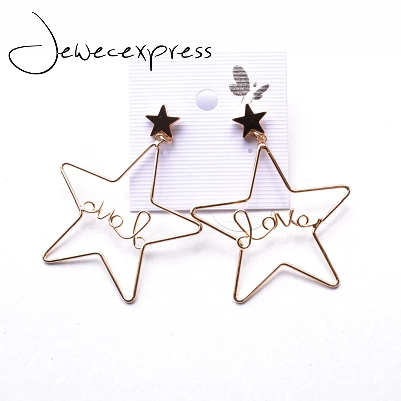 Jewecexpress Star Большой кулон письмо серьги | Украшения и аксессуары
