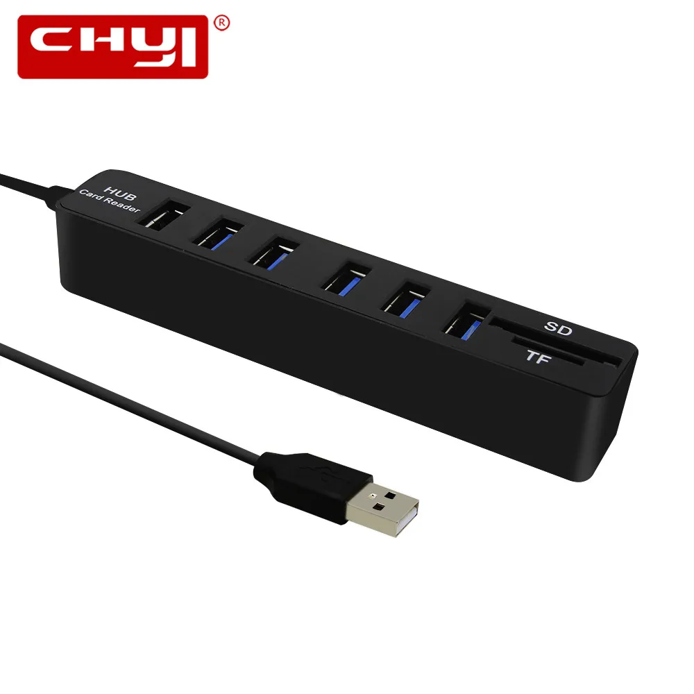 6 портов USB концентратор Высокоскоростной 2 0 сплиттер Мульти комбо в 1 SD/TF