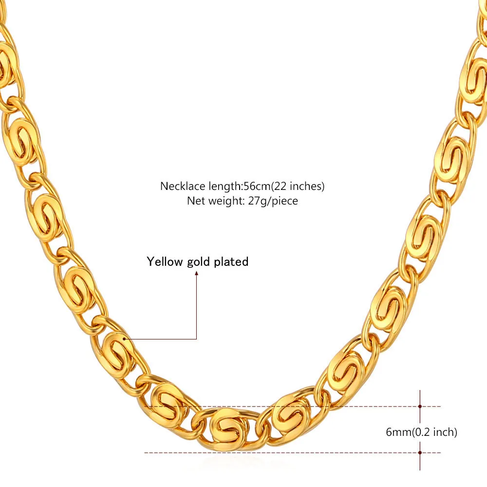 Ожерелье Улитка для мужчин желтого золота цвет цепи ожерелье 316L нержавеющая