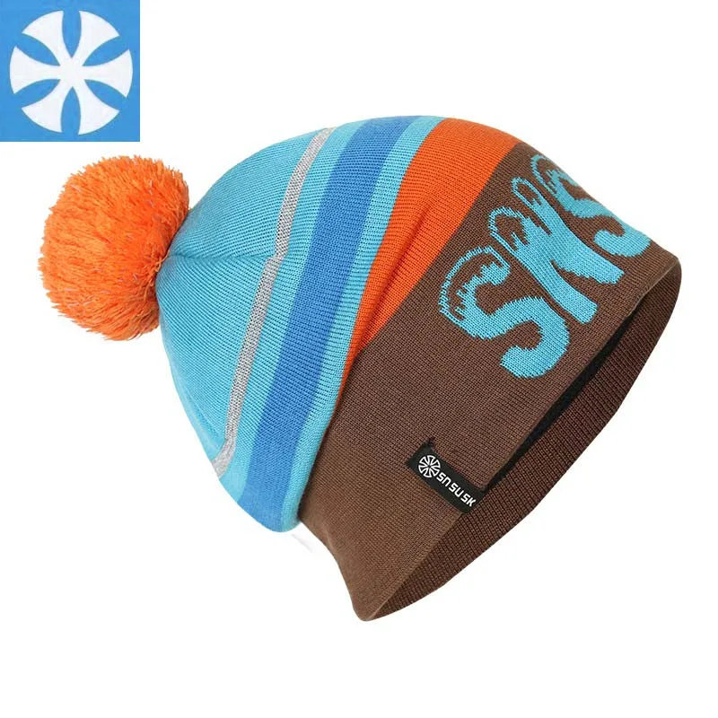 

SN.SU.SK Brand Unisex Famous Cap Fashion Man Women Skiing Warm Winter Knitted Knitting Ski Hat Night Reflection Caps
