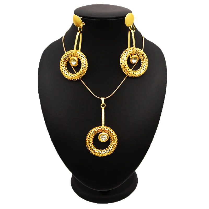 Золотое женское ожерелье ювелирные наборы лучшее качество африканские серьги и
