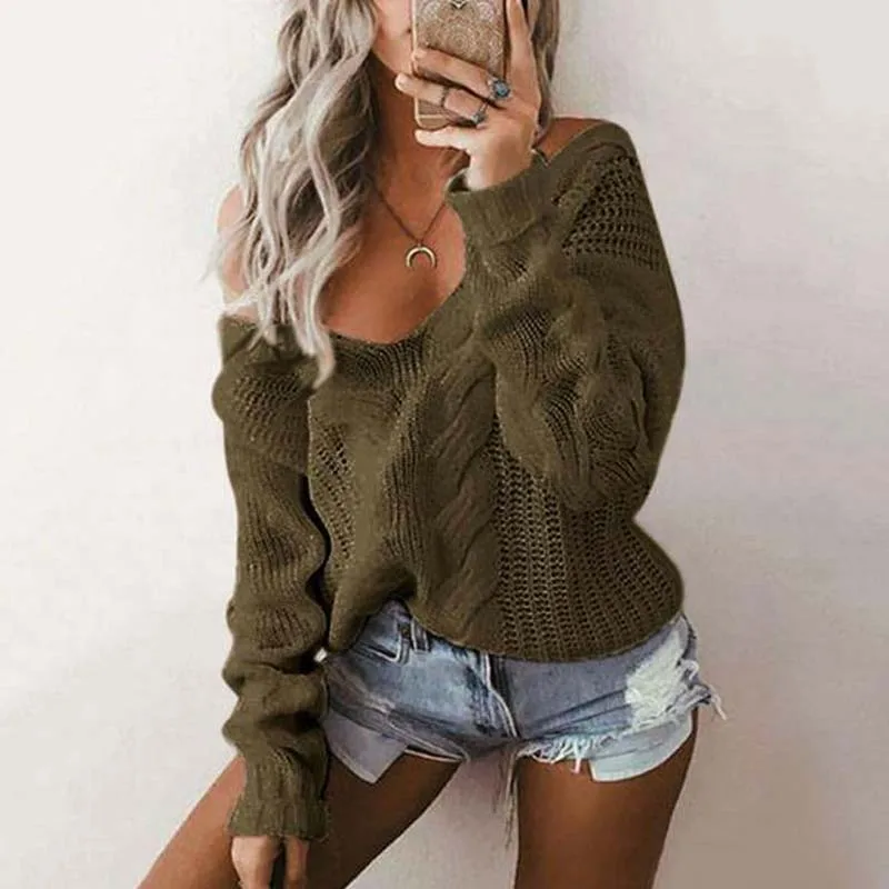 2019 Autumn Women Sweater Knitted Pullover Winter Warm Off Shoulder Ladies Plus Size Loose 5XL | Женская одежда