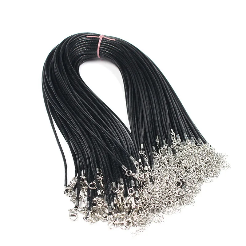 

20pcs/lot 20 Colors Lobster Clasps Wax Leather Rope Necklace 45cm Length 1.5mm Korean Waxed Cord Thread Fit Necklace Jewelry