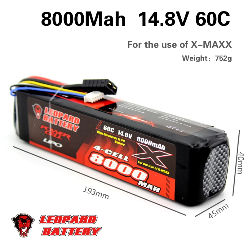 2 шт. леопардовая Lipo батарея 4S 8000mAh 14 8 V аккумулятор 60C для TRAXXAS X-MAXX 77086-4 | Игрушки и