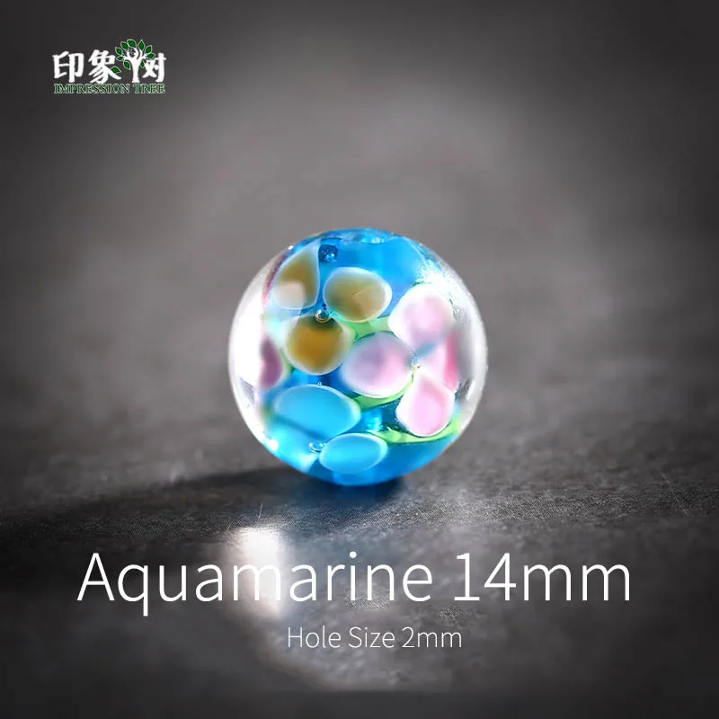 Aquamarine 14mm 10pc 10 шт 14 мм ручной работы лэмпворк Цветок Круглые свободные бусины разделитель стекло разноцветный из бисера ожерелье DIY для изготовления ювелирных изделий 1600 - Цвет: Aquamarine 14mm 10pc