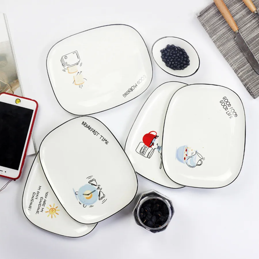 Прямоугольные керамические блюда для тортов в Европейском стиле десертная