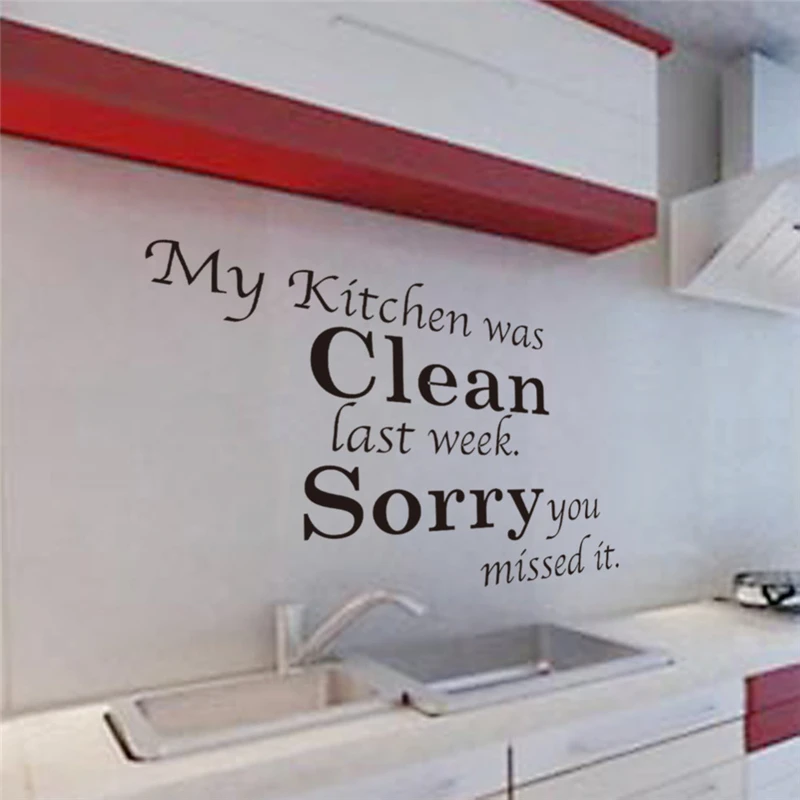 My Kitchen is Clean English Proverbs quotes Wall Stickers for kitchen diy pvc wall Decal art mural poster | Дом и сад