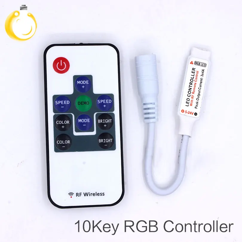 10 шт. мини RF беспроводной светодиодный пульт дистанционного управления RGB диммер