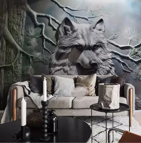 Большие фрески животные волк лес фотообои 3d настенные фотообои для гостиной фон 3d Волк настенные фрески 3D обои