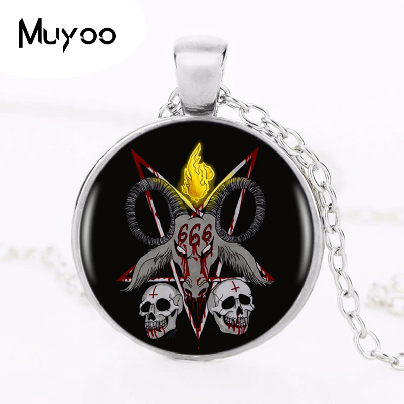 Ожерелье с кулоном Baphomet черное винтажное ожерелье ручной работы кабоoch HZ1 2017|necklace