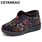 Женские зимние ботинки CEYANEAO, теплые ботинки с принтом, Меховые бархатные ботильоны с хлопковой подкладкой, Нескользящие ботинки для пожилых людей